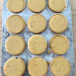 Pumpkin protein muffins before adding chocolate chips to the top.