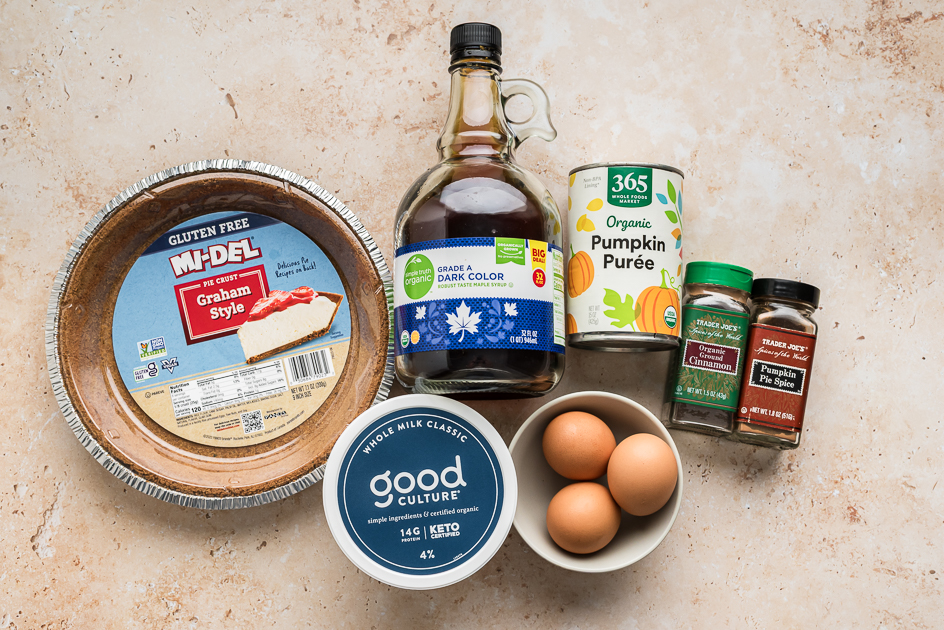 Ingredients to make cottage cheese pumpkin pie.