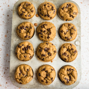 Pumpkin cottage cheese muffins after baking.