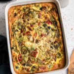 Cottage cheese egg bake in large casserole dish.