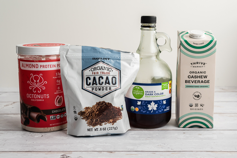 Ingredients to make protein hot chocolate.