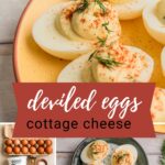 Plate filled with cottage cheese deviled eggs
